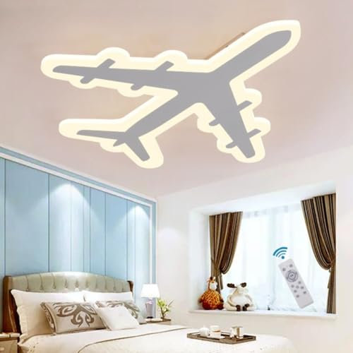 WJLL LED Deckenleuchten für kinderzimmer modern dimmbar mit Fernbedienung Deckenlampe weiß Flugzeug Decke Lampen Kinderlampe Acryl Pendelleuchte Jungen Mädchen Schlafzimmer Beleuchtung Leuchten 60cm