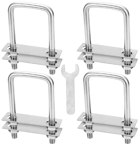 Pernos En U M8 Perno En U Cuadrado 50x80mm Tornillo En U Aceros Inoxidables 4Pcs U-bolt Con 8 Pletinas y 16 Tuercas Pernos En Forma De U Para Reparación Tuberías y Industriale (M8 50x80mm)