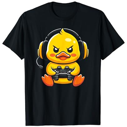 Funny Duck Gamer Videojuegos Niños Niñas Niños Camiseta
