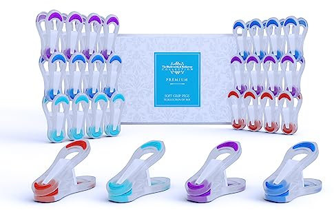 Lot de 60 pinces à linge pour corde à linge – Poignée douce et ne rouille pas en métal | Résistantes et durables | Idéales pour les cordes à linge, les étendoirs et les sèche-linge rotatifs | Pinces à