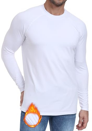 Djtnzdm Thermounterwäsche Herren Winter Laufshirt Langarm Kompression Radfahren Langarmshirt Thermounterhemd Herren Langarm Kompressionsshirt Warm Wandern Funktionsshirt Männer Thermo Tshirts Weiß XL