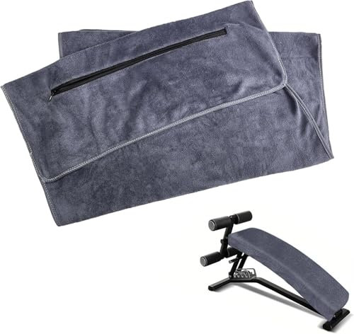 ACTIUSIS Sporthandtuch, Fitness Handtuch mit Reißverschluss Tasche, 120 x 50 cm Gym Handtuch, für Fitnessstudio und Training, Sport, Grau