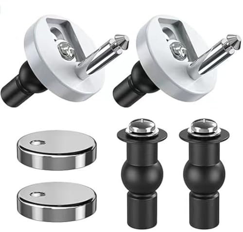 2 Pack Quick Release Toilet Seat Hinges Fixings - Universal Toilet Seat Fittings for WC Toilet Blind Holes - Includes Spare Expanding Screws, Nuts and Bolts - Suitable for Toilet Seat Hinges