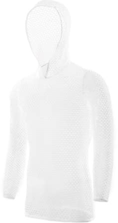 Ver a Través Rejilla Ajustada Camiseta sin Mangas de Chaleco Malla Hombre(Size:XL,Color:Blanco)