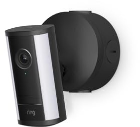 Ring videocamera Pro con faretti (Spotlight Cam Pro, ultimo modello) Power over Ethernet | Videocamera di sicurezza per esterni | Retinal 4K, zoom 10x | Prova gratuita di 30 giorni del piano Ring