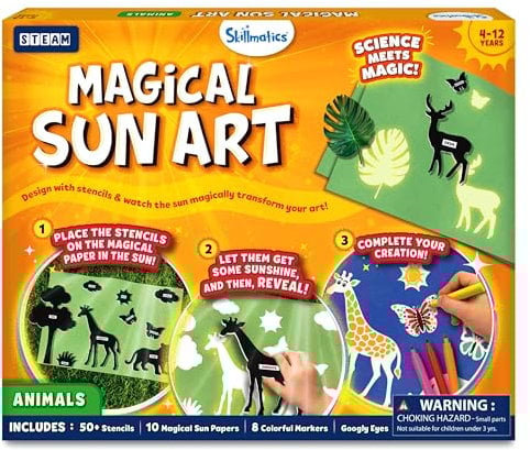 Skillmatics Paper Art Kit - STEM Craft Kit for Kids with Decorative Paper, Stencils & Markers, Create with Light, Mess-Free, Indoor Fun, Christmas Gifts for Ages 4, 5, 6, 7, 8, 9, 10, 11, 12