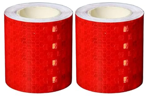 YMWALK Reflective Tape, 2 Rolls 5cm × 3 Meter Waterproof Reflector Tape Self-Adhesive High Visibility Warning Stickers for Trucks Cars Trailers Bikes Helmets Baby Strollers(Red)
