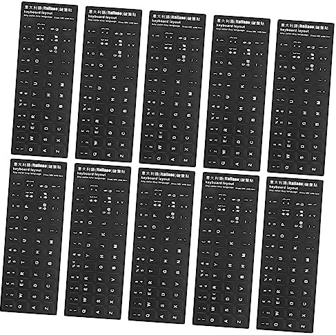 DIYEAH 10pezzi Adesivi Per Tastiera Italiana Stickers Per Tastiera Con Sfondo Nero Opaco E Lettere Bianche Adatti Per Computer E Laptop Facili Da Applicare E Rimuovere Accessori Per Computer
