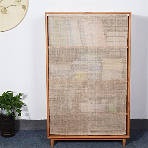 Ramie Vorhänge für Küche und Schrank, staubdicht, zum Aufhängen, japanische Noren, mit 50 x 130 cm, 2 Stück, Leinen-Vorhänge für Regale und Badezimmer