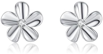SLUYNZ 925 Sterling Silber Blume Ohrringe Ohrstecker für Damen Mädchen Plumeria Blume Ohrstecker Ohrringe (A-Silber)