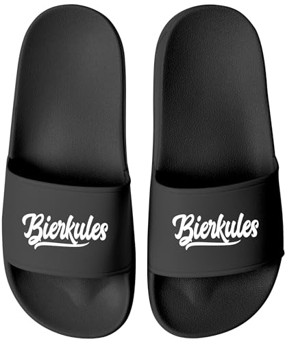 MoonWorks® Badelatschen mit Spruch Alkohol Party Unisex Badeschlappen mit Aufdruck Don Promillo Bierkules Trinkerbell Herren Damen Slides Party Urlaub