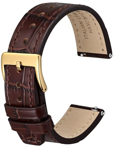 Anbeer Italienisches Alligatorleder mit geprägtem Muster,Schnellverschluss Kalbsleder Uhrenarmband für Männer Frauen,Bandbreite 18mm 20mm 22mm 24mm