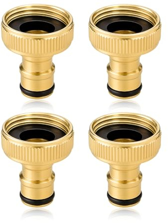 4PCS 3/4 di Pollice Filettatura Femmina in Ottone connettore rapido, Raccordo Rapido Tubo da Giardino Ottone 3/4'', Connettore Anti-Perdita Resistente e Facile da Installare, Adattatori Universali