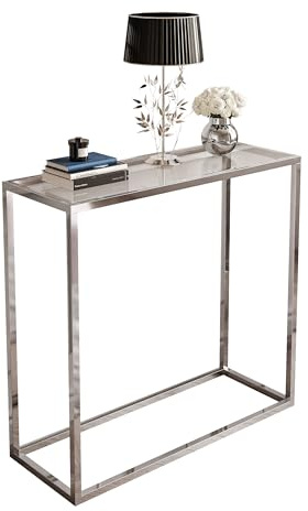 Lookway Konsolentisch MODERN Glass Chrom mit Glasplatte auf chromverchromtem Gestell, Beistelltisch/Flurtisch, 80 oder 100 cm breit (Glastischplatte, Breite: 80 cm)