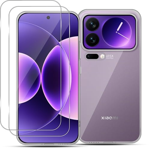 QULLOO Funda para Xiaomi Mi 17 Pro Max con 2 Protectores de Pantalla, 9H Dureza Film Cristal Templado, Antigolpes Anti-Amarillo Carcasa Protección Anti-Choques Bumper Case, Transparente