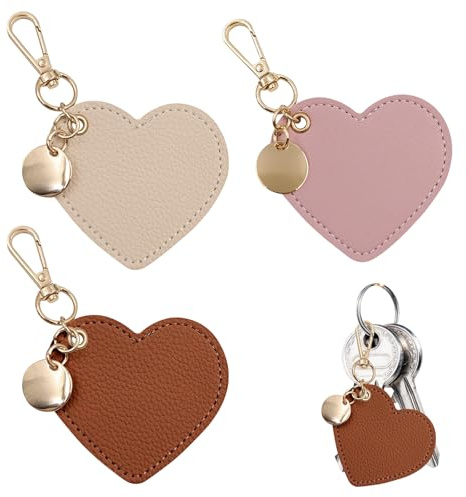 MIPIACE 3 Pièces Porte Clés en Cuir PU en Forme de Cœur 6.8 x 6.2cm Porte Clé Coeur Pour Ornement pour Clés et Paquet Décoration de Pratique Clés Accessoires De Mode Élégants Cadeaux du Quotidien