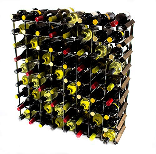 Cranville Wine Racks Klassische 72 Flasche Eiche dunkel gebeiztem Holz und verzinktem Metall Weinregal fertig montiert