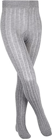 FALKE Unisex Kinder Strumpfhose Classic Rib K Ti Baumwolle dick einfarbig 1 Stück, Grau Light Grey 3400, 152-164