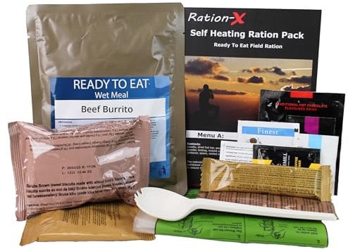 Ration-X Self Heating Field Ration Pack Ready To Eat Outdoor Meal Menu A