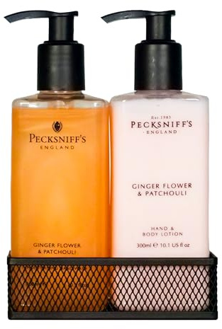 Pecksniff’s Hand Wash and Lotion Set, Ginger Flower & Patchouli, 300 ml | Ginger Flower & Patchouli hand wash and lotion duo for refined daily care, 300 ml/10.1 fl oz each
