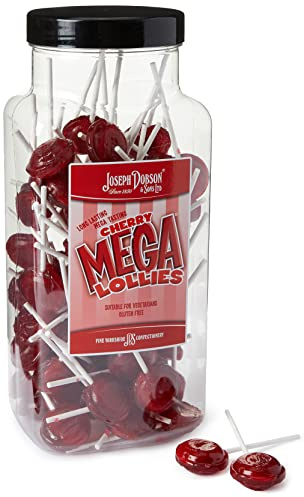 Joseph Dobson & Sons Cherry Lollies, Unwrapped, 1990 g, Pack of 90