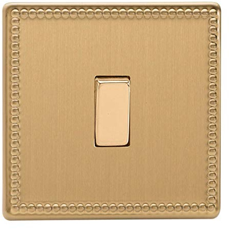 XDY1S.JB Varilight 1 Gang (Single), 1 or 2 Way 10 Amp Switch, Dimension Screwless Jubilee Brushed Brass