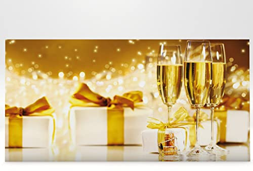 Sektgläser 10 Weihnachtskarten, problemlos bedruckbar mit allen Druckern, 240g-Karton DIN LANG-Format