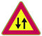 Signal routière Panneau triangulaire double sens circulation côté 90 cm.