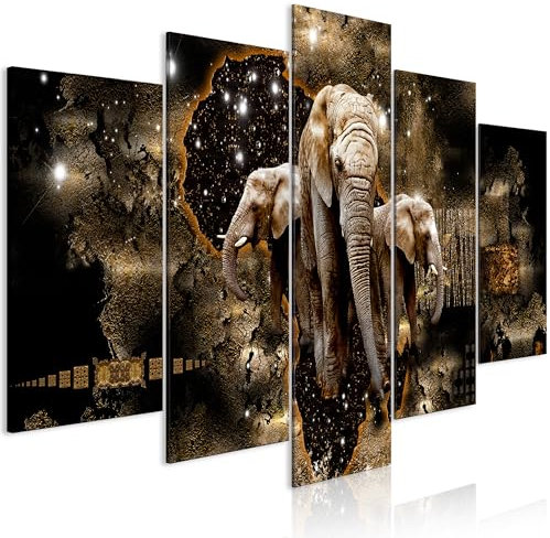 B&D XXL Acrylglasbild Abstrakt 100x50 cm 5 Teilig Wandbild auf Acryl Glas Bilder Kunstdruck Moderne Wanddekoration - Tiere Elefant Weltkarte Sterne g-A-0011-k-n