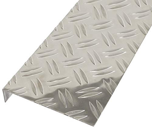 Alberts 462949 Chapa estampada, Motivos estriados, con remate, en forma de L, Aluminio, natural, 1000 x 135 x 30 mm