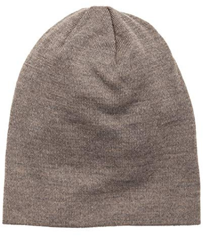 Leuchtfeuer Strickmütze Merino Uni Lang, One Size, Hellbraun