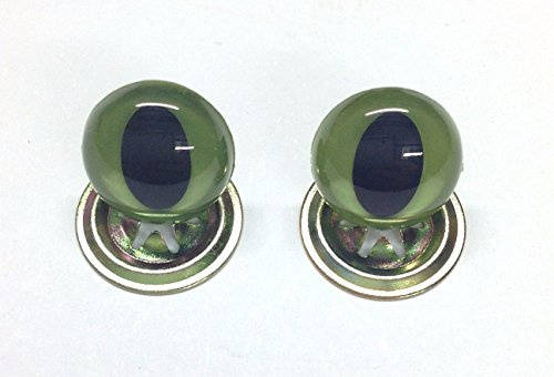 celloexpress 18mm Green Cats Eyes with Metal Backs (Pack of 1 Pair) | Crystal Safety Eyes with Metal Backs Soft Toy Teddy Bear Animal Making