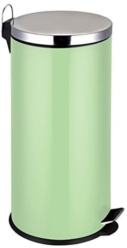 Premier Housewares 30 L Pedal Bin Slim Green Kitchen Bin Recycle Bins for Kitchen Stainless Steel Recycling Bins Kitchen Bins 65 x 30 x 36 cm