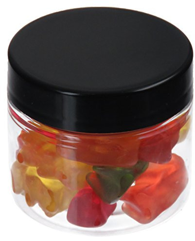 Pot de PET 50 ml transparent, avec couvercle en plastique, noir, 20 pièces
