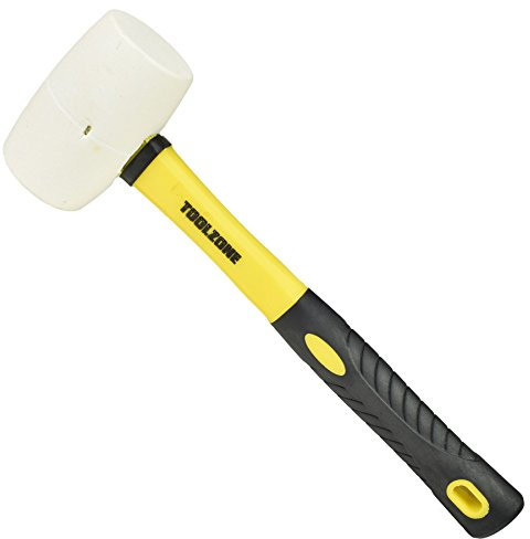 16oz White Rubber Mallet Non Marking Hammer with Fibreglass Handle Shaft