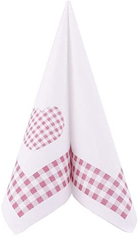APARTina Tissue Serviette 100 Servietten kariert 33x33 cm Tissue - Landhaus Design, Hüttengaudi, Tisch Deko 3-lagige Papierservietten Rosa Herz Landhausstil (Altrosa)