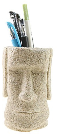 Stiftköcher Stiftehalter Stiftbecher im Moai Figur Easter Island Statue aus Sandstein