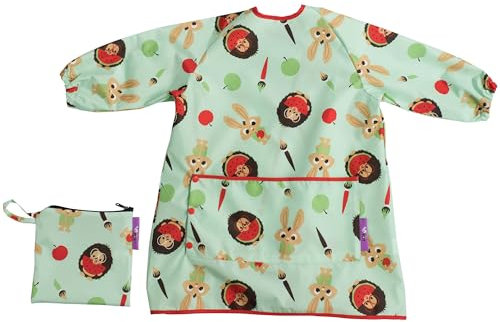 Tidy Tot®™ Langer Lätzchen für Baby und kleinkind mit Ärmel. Ganzkörper Lätzchen für Baby Ärmellätzchen. Wasserdicht Ärmellätzchen mit Tasche. Auffanglätzchen für Essen, Malen. Inklusive Reisetasche