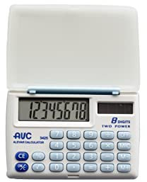 AVC Calcolatrice Tascabile Orizzontale 8 Cifre con Custodia a Sportello, Formato 65x110x8 mm, Doppia Alimentazione, Colore Bianco/Blu