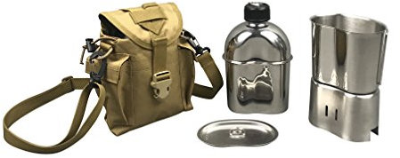 Jolmo Lander Kit de cantine militaire américaine avec tasse, réchaud et couvercle Marron coyote