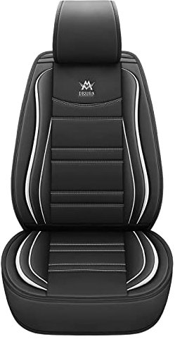 EverFabulous Coprisedili Auto in Pelle di Lusso 5 posti Set Completo Universale (Nero-Bianco)
