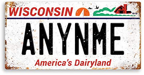 Personalised American Number Plates - Custom Wisconsin – Sticky Pads | Printed Metal Wall Sign Plaque Printed Metal Wall Sign Plaque Show Plate