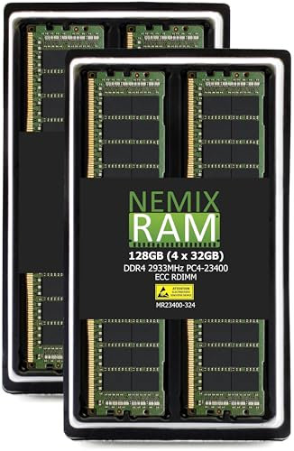 Nemix Ram 128GB 4x32GB DDR4-2933 PC4-23400 2Rx4 ECC Registered Server Memory