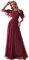 Ever-Pretty Damen Abendkleid A-Linie Spitze Kurze Ärmel Partykleid lang Burgund 50