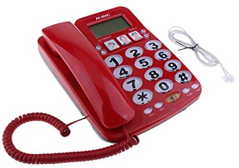 Tenlacum - Telefono fisso con cavo sottile amplificato, impermeabile e a prova di umidità, per ufficio, casa, hotel, bagno, KX-2035CID, colore rosso, come descritto