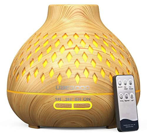UBEGOOD Diffusor für ätherische Öle, 400 ml, Ultraschall-Luftbefeuchter, Aromatherapie, mit 7 Farben, LED-Lichter, Aromatherapie, für Zuhause, Yoga, Büro, Spa, Schlafzimmer