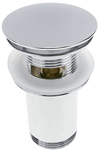 PrimeMatik - Bonde de lavabo 9cm. Système de vidage Pop up en Laiton Bouchon G1-1/4 Universel Arrondi