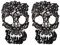Inzopo 2 Stück schwarze Totenkopf-Spitzenbesatz Applikationen Punk Gothic Kragen Stoff Spitze Patches Ausschnitt Nähen DIY Verzierungen
