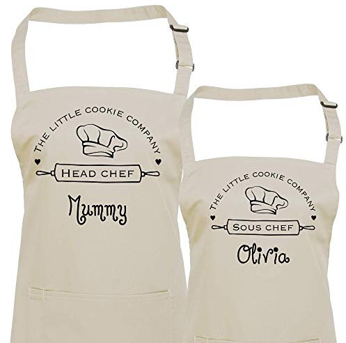 Pomchick Personalised Matching Family Apron Head Sous Chef Name Kitchen Cooking BBQ Baking Present Gift for Him Her Mum Dad Father's Mother's Day Christmas !! THE PRICE IS FOR ONE APRON !!