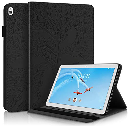 Succtopy Custodia per Lenovo Tab M10 HD 10.1 2018(TB-X505L /TB-X505F /TB-X605L /TB-X605F), PU Cover Tablet M10 Protettiva Slim Smart Protettiva Case Lenovo Tab P10(X705L/X702F),Nero